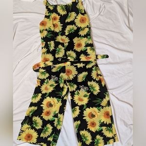 Sunflower jumpsuit romper with belt